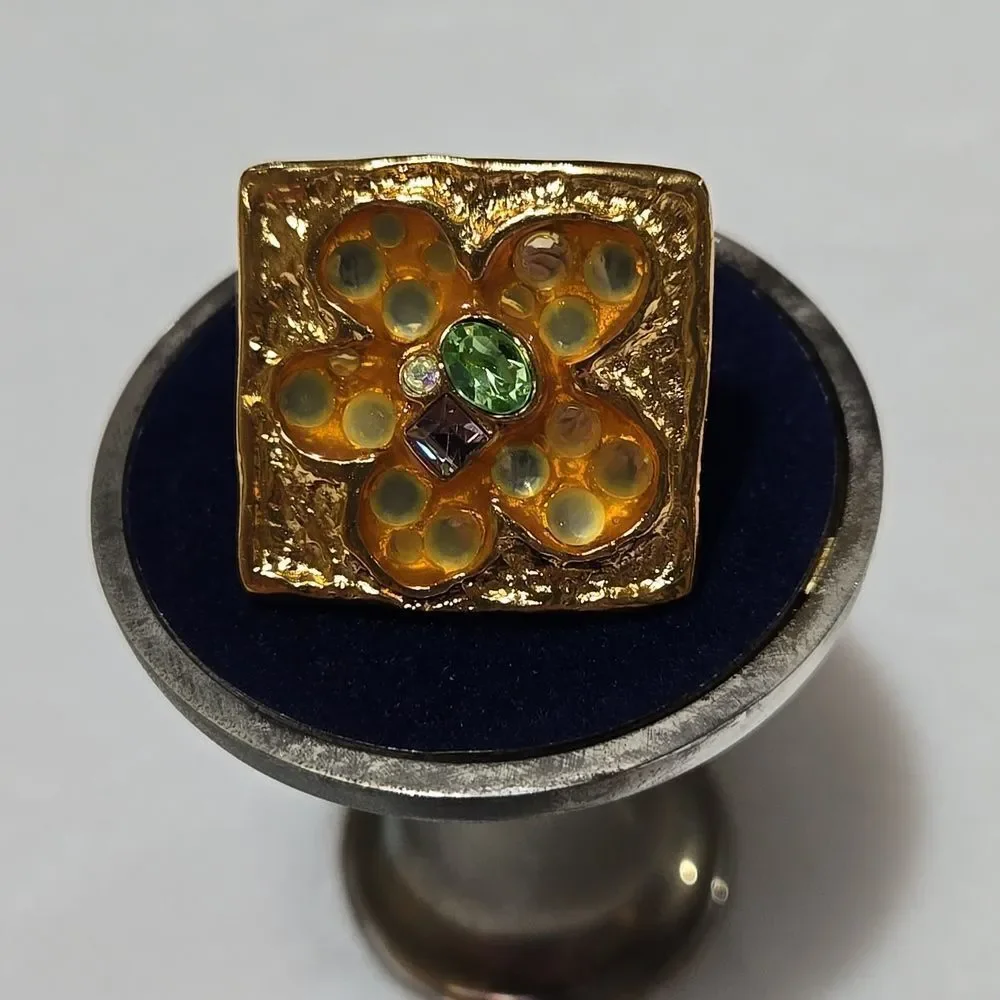 Christian Lacroix Resin & Crystal Floral Clip-on Earrings